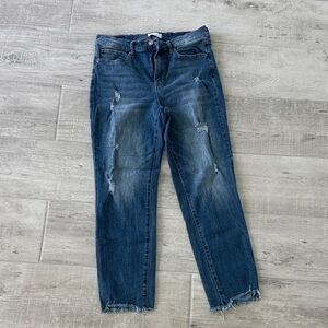 Distressed high rise Ankle Blue Jeans